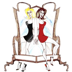 Signs of the Zodiac: Gemini mirror twins from a series of fashion caricatures